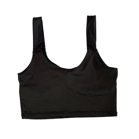 Divided H&M Black Ruched Crop Tank Top Soft Stretchy Y2K Style M - Picture 3 of 5